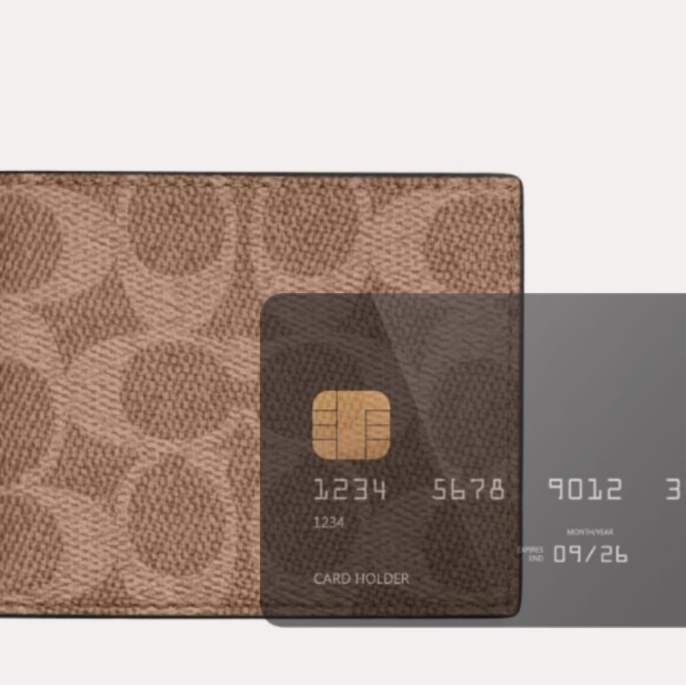 Brand New Mens Coach ID Wallet Tan & Black - Picture 2 of 4